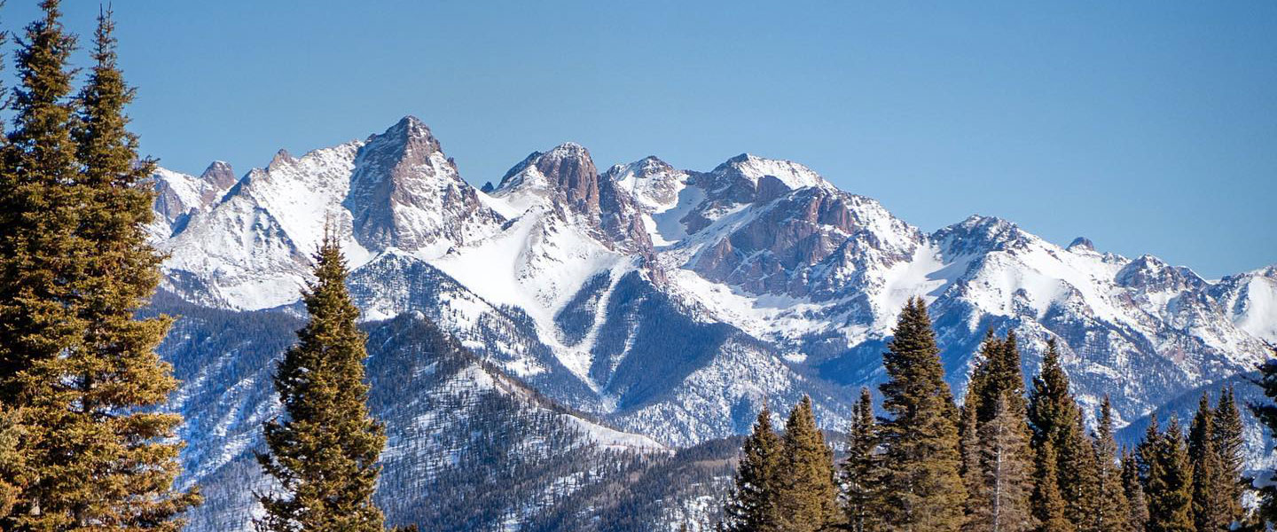 Purgatory Resort ski slopes with the San Juan Mountains behind
